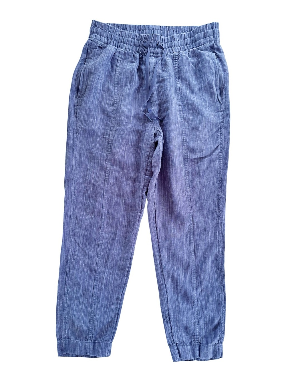 Athleta Retreat Linen High Rise Ankle Pant Raining Violet Chambray Size Small